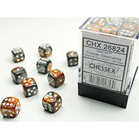 Chessex - Gemini 12mm D6 Dice Block - Copper & Steel w/White